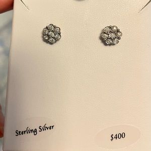 NWT Gorgeous diamond and sterling silver earnings in gift box!